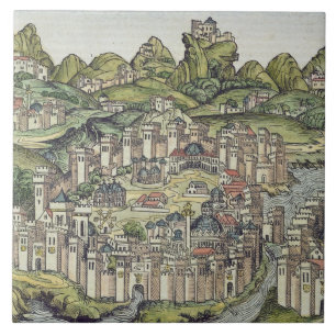 Azulejo De Cerámica Vista de la ciudad emparedada de Constantinopla,