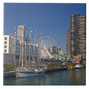 Azulejo De Cerámica Vista del muelle naval 2 de Chicago