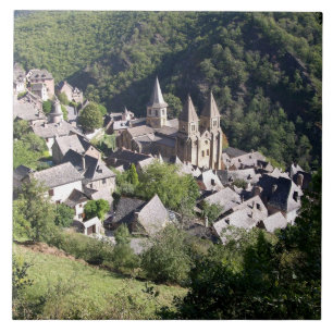 Azulejo De Cerámica Vista del pueblo y de la iglesia de St. Foy (pho