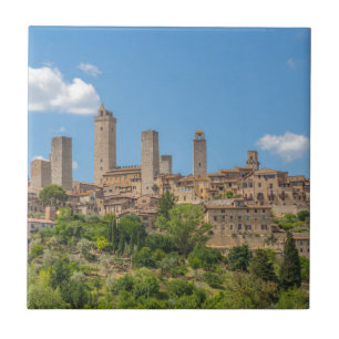 Azulejo De Cerámica Vista panorámica de San Gimignano Toscana Italia
