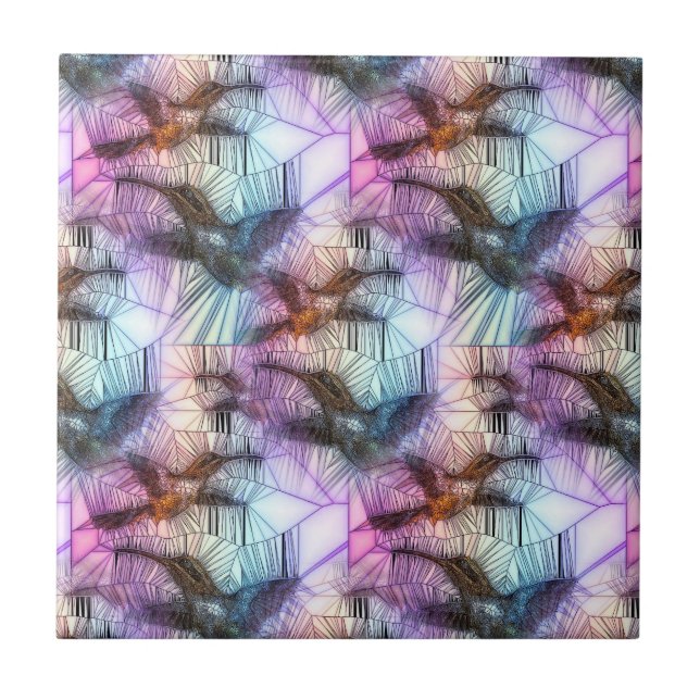 Azulejo De Cerámica Vitral del pájaro del tarareo (Frente)