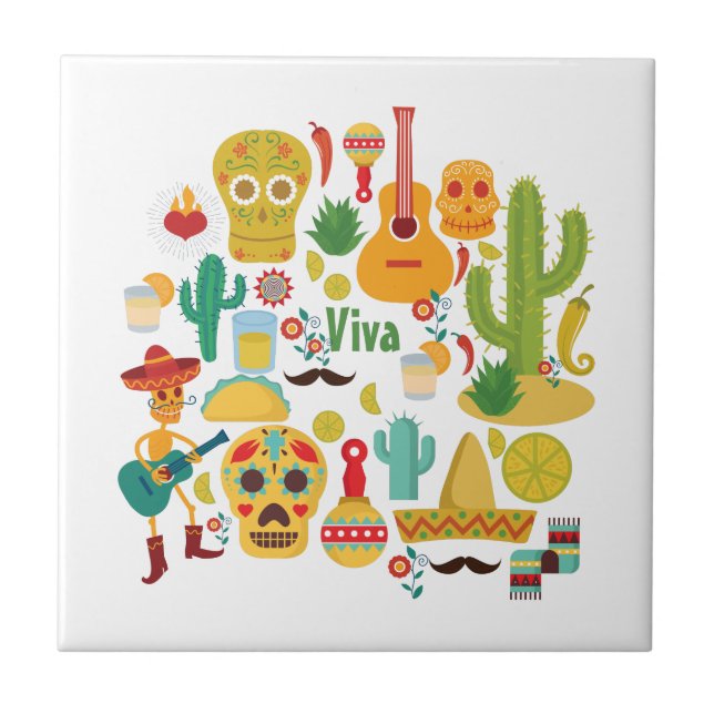 Azulejo De Cerámica viva méxico (Frente)