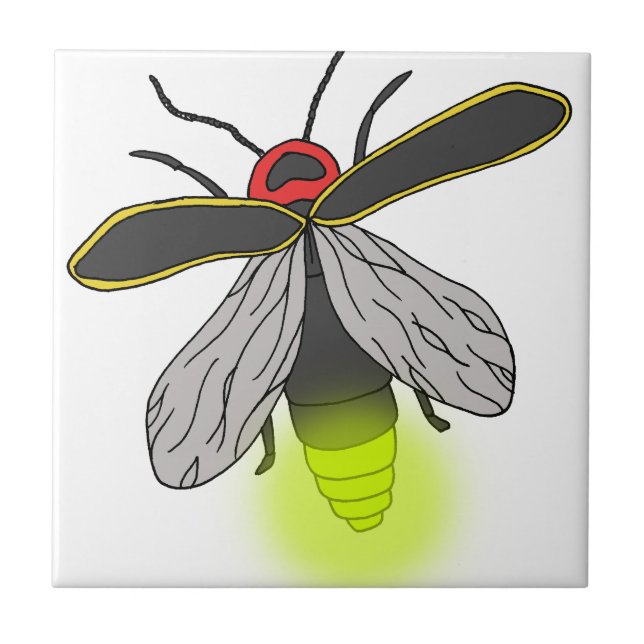 Azulejo De Cerámica vuelo de bicho de rayo iluminado (Frente)