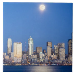 Azulejo De Cerámica WA, Seattle, horizonte de Seattle y Elliott Bay 3