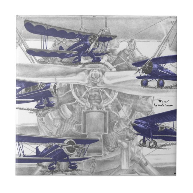 Azulejo De Cerámica Waco Biplane (Frente)