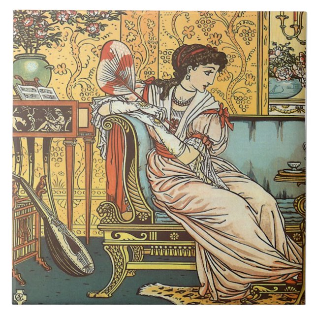 Azulejo De Cerámica Walter Crane Beauty & Beis Repro Beauty Tile (Frente)