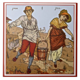 Azulejo De Cerámica Walter Crane "Jack & Jill" c1890 Repro Tile
