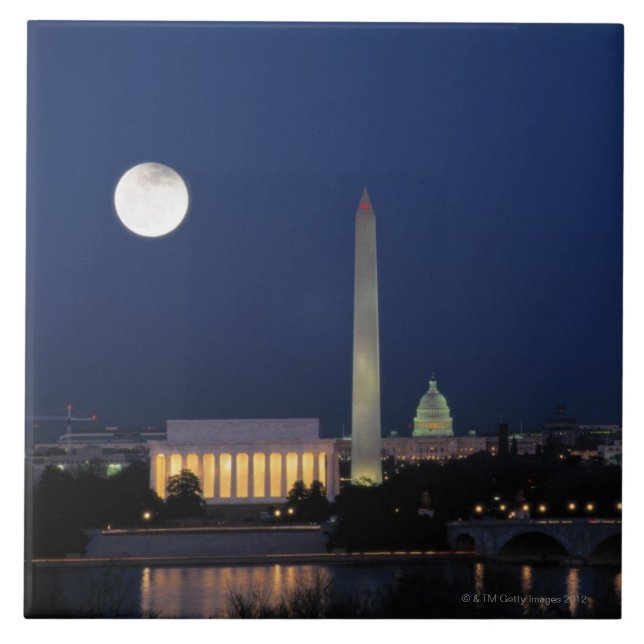 Azulejo De Cerámica Washington DC en la noche (Frente)