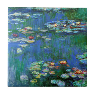 Azulejo De Cerámica Water Lily Pond en el Impresionismo Azul