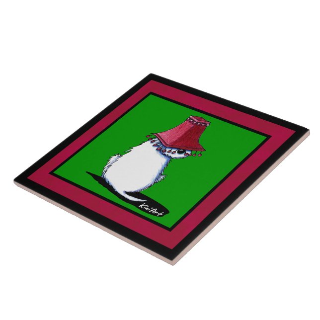 Azulejo De Cerámica Westie Fiesta Dawg Tile (Lado)