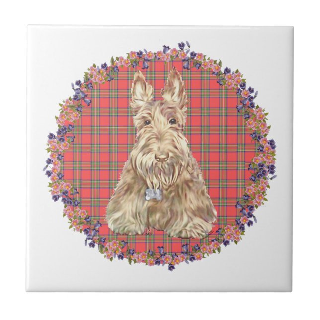 Azulejo De Cerámica Wheaten Scottie Tartan (Frente)