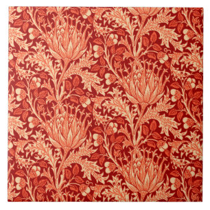 Azulejo De Cerámica William Morris Damask, Naranja profundo