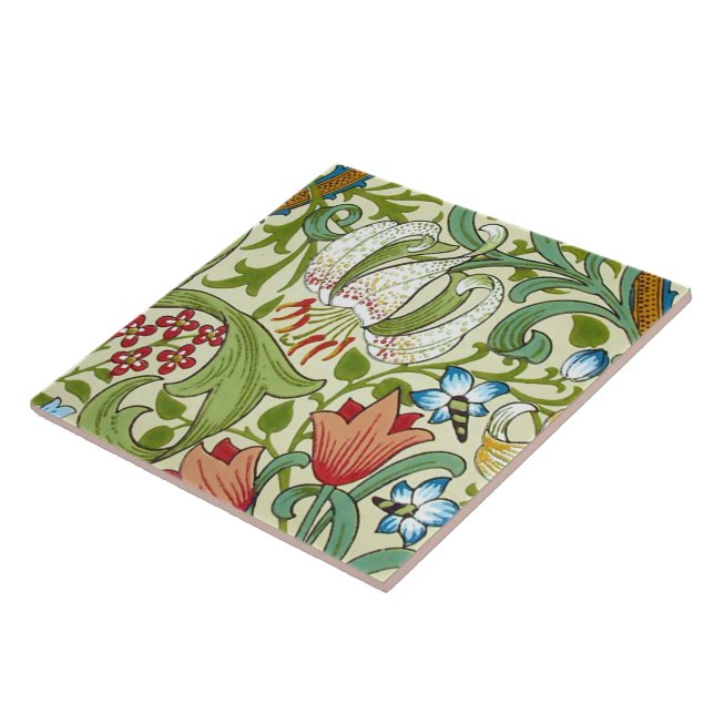 Azulejo De Cerámica William Morris Garden Lily Wallpaper (Lado)