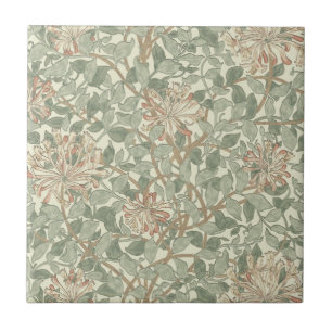 Azulejo De Cerámica William Morris Honeysuckle Green Floral