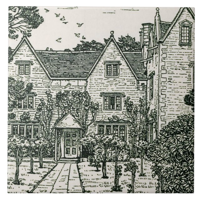 Azulejo De Cerámica William Morris - ilustracion el suyo casa 1893 (Frente)