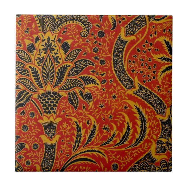 Azulejo De Cerámica William Morris India Red Floral (Frente)