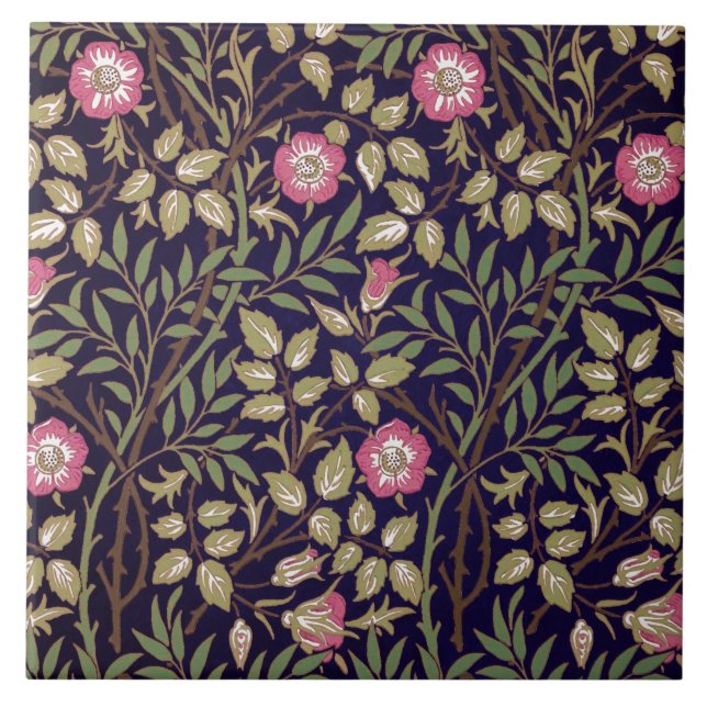 Azulejo De Cerámica William Morris Sweet Briar Floral Art Nouveau (Frente)
