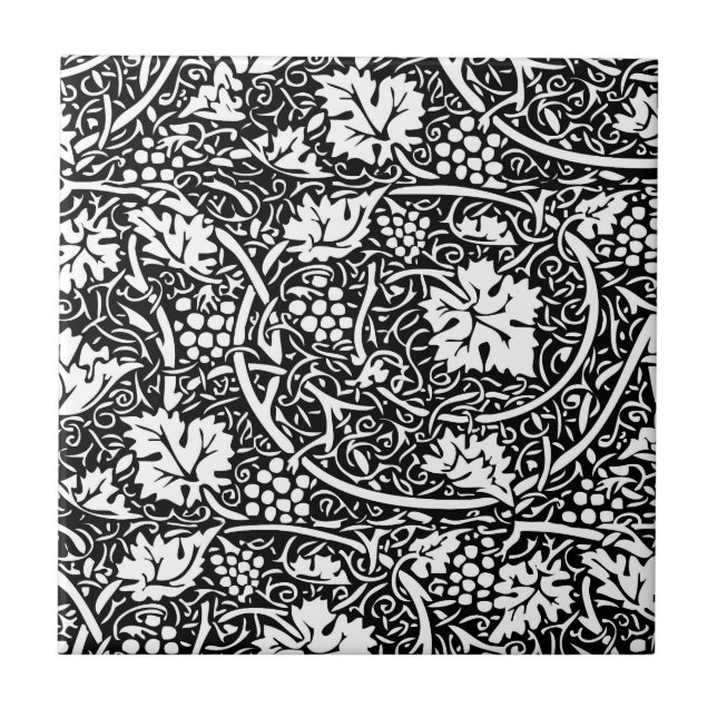 Azulejo De Cerámica William Morris Vino blanco negro de uva (Frente)
