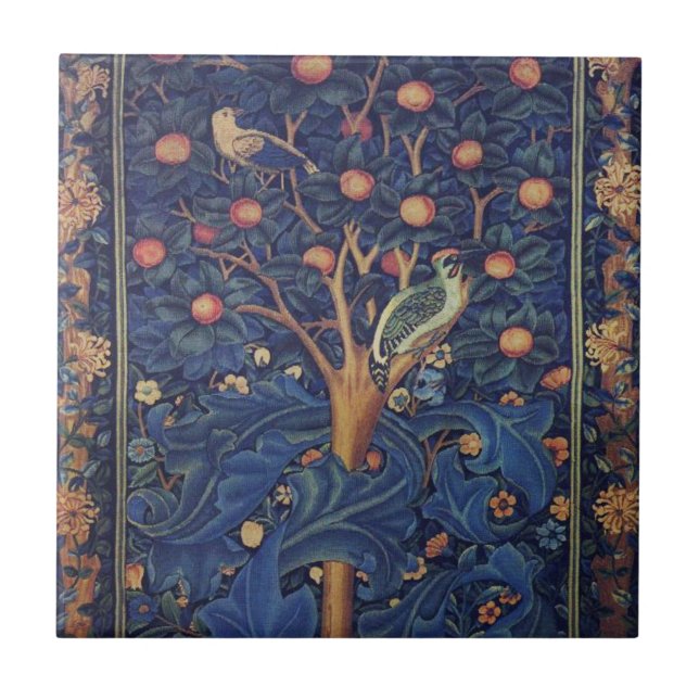 Azulejo De Cerámica William Morris Woodpecker Tapestry Arts & Crafts (Frente)