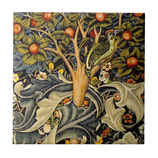 Azulejo De Cerámica William Morris Woodpecker Tapestry Arts & Crafts (Frente)