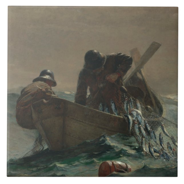 Azulejo De Cerámica Winslow Homer - La red de arenques (Frente)