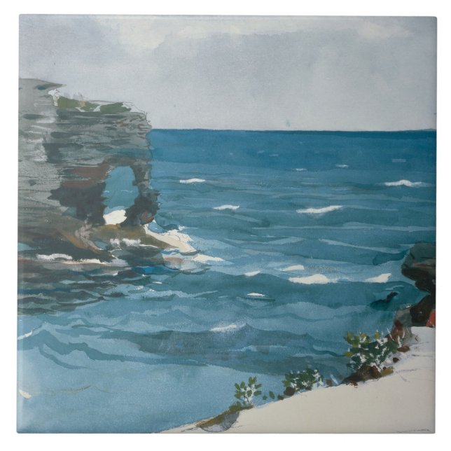 Azulejo De Cerámica Winslow Homer - Rocky Shore, Bermudas (Frente)
