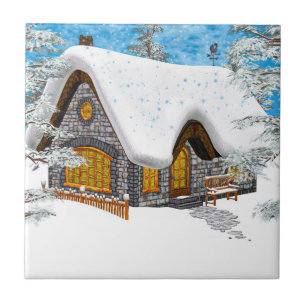 Azulejo De Cerámica Winter Cottage