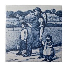 Azulejo De Cerámica Wm Wise Country Life Family Antique Repro