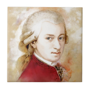 Azulejo De Cerámica Wolfgang Amadeus Mozart im Aquarell Stil