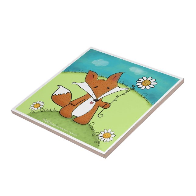 Azulejo De Cerámica Woodland Fox Little Love You (Lado)