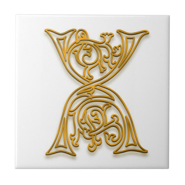 Azulejo De Cerámica X Monograma "Oro irlandés" Tile cerámico (Frente)