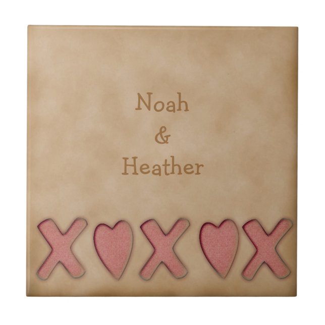 Azulejo De Cerámica XOXO Rústico (Frente)