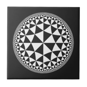 Azulejo De Cerámica Y blanco mandala llenada triángulo negro