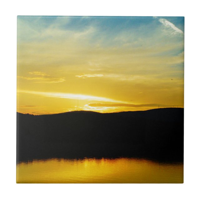 Azulejo De Cerámica Yellow Mt Lake Sunset (Frente)