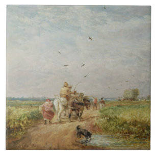Azulejo De Cerámica Yendo al henar, 1853 (aceite en cartón para