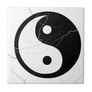 Azulejo De Cerámica Yin blanco y negro y Yang
