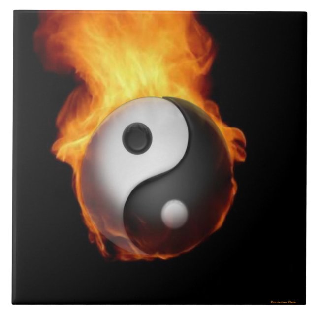 Azulejo De Cerámica Yin Yang en Fire Tile (Frente)