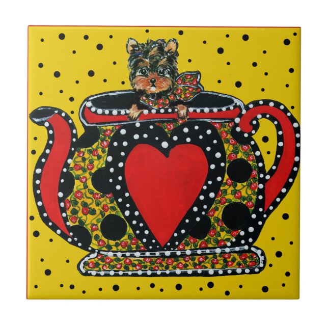 Azulejo De Cerámica Yorkie Poo (Frente)