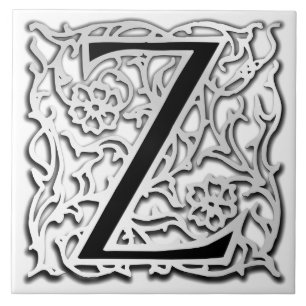 Azulejo De Cerámica Z Monograma "Besque plateado" Tile cerámico