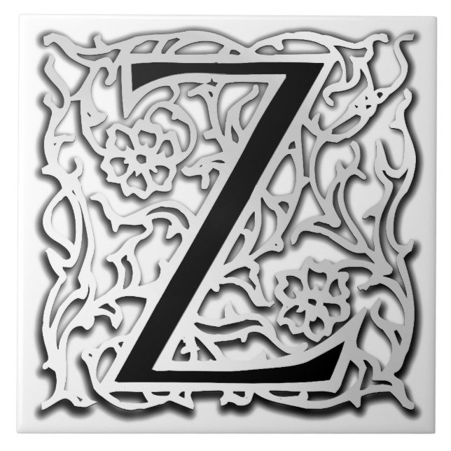 Azulejo De Cerámica Z Monograma "Besque plateado" Tile cerámico (Frente)