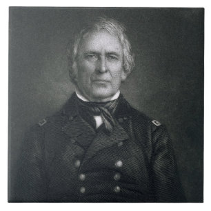 Azulejo De Cerámica Zachary Taylor, grabado después de un daguerrotip