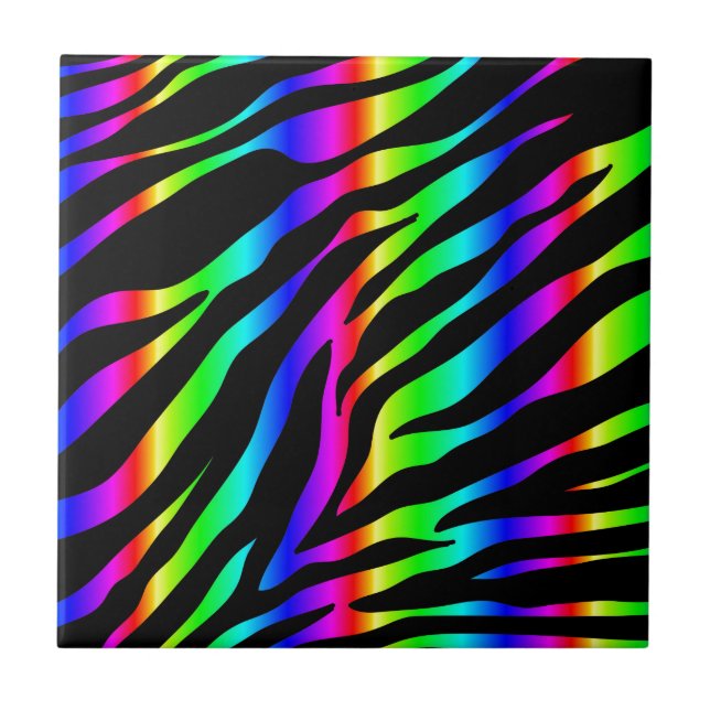 Azulejo De Cerámica zebra arco iris (Frente)