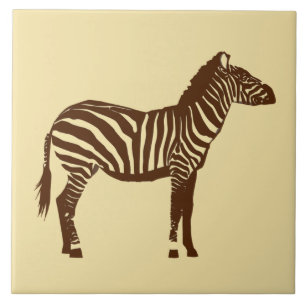 Azulejo De Cerámica Zebra - Marrón chocolate y Tan camello