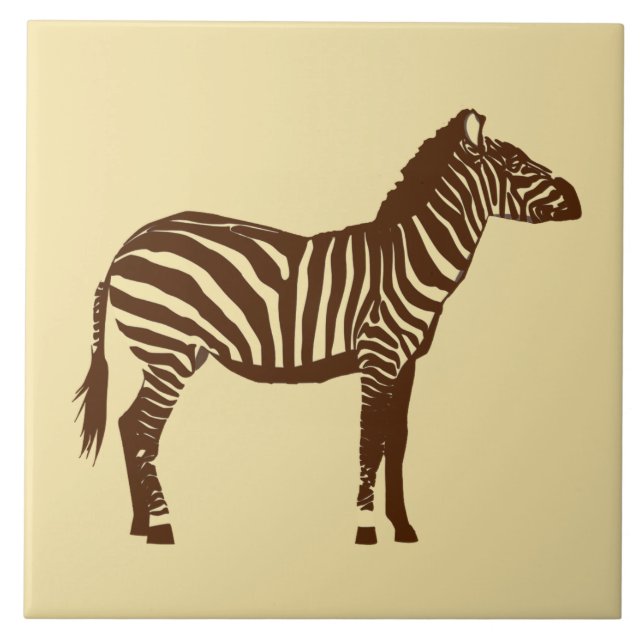 Azulejo De Cerámica Zebra - Marrón chocolate y Tan camello (Frente)