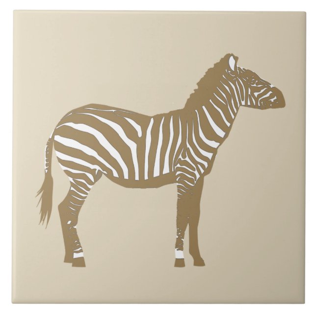 Azulejo De Cerámica Zebra - Taupe Tan y Blanco (Frente)