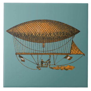 Azulejo De Cerámica Zepelín que viaja del vintage 1883