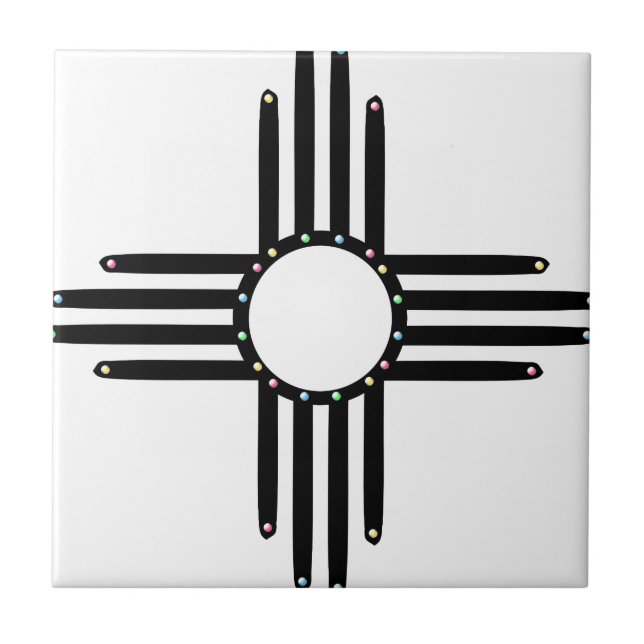 Azulejo De Cerámica Zia meneada nativa americana (Frente)