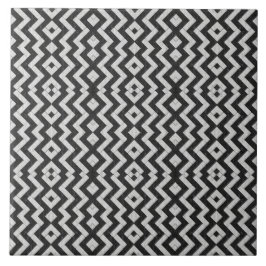 Azulejo De Cerámica Zig-Zag Palabras de ladrillo blanco y negro