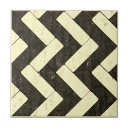 Azulejo De Cerámica Zig-Zag Palabras de ladrillo blanco y negro