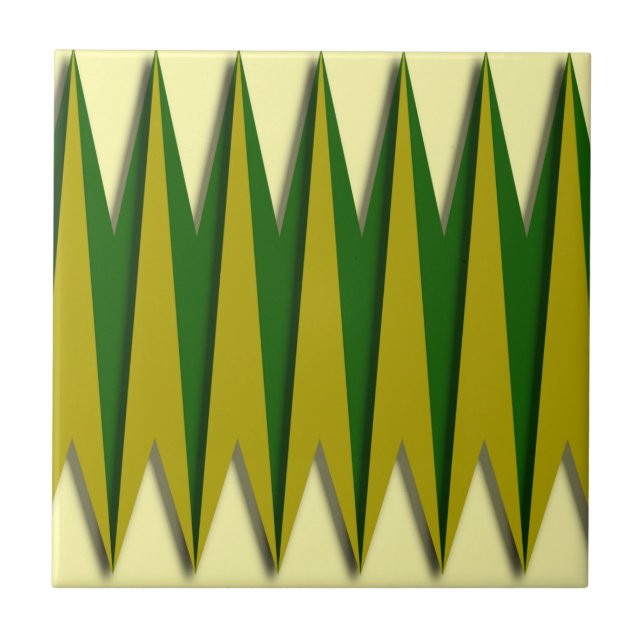 Azulejo De Cerámica Zigzag verde y amarillo (Frente)